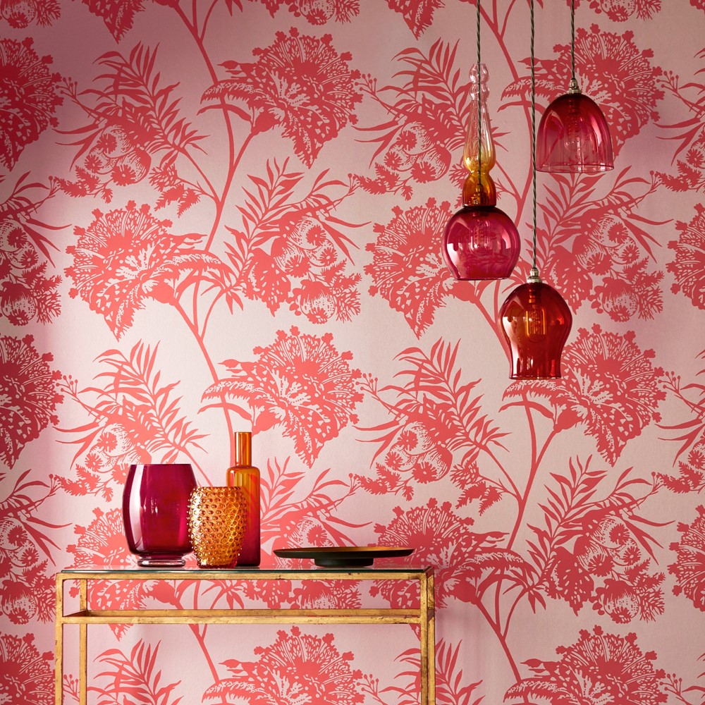 Bavero Wallpaper 111766 by Harlequin in Coral Pink